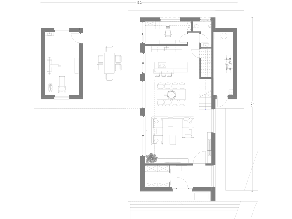 Tloris hiše z ravno streho